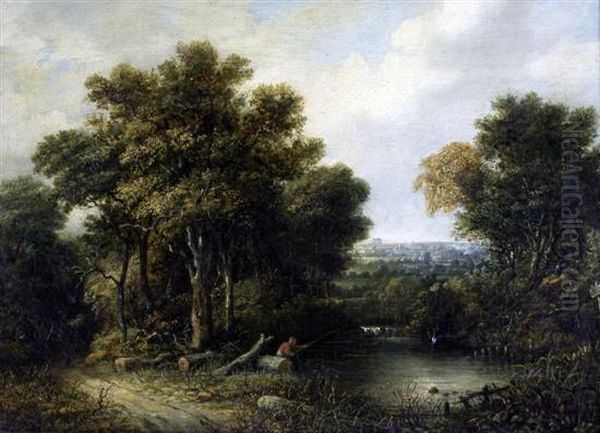 Angler In A Wooded Landscape - view 1