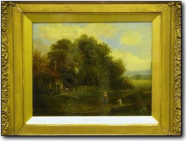 Figures Outside A Cottagein A Rural Landscape - view 1