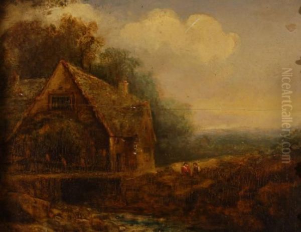 Figures By A Rural Cottage - view 1