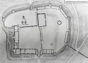 Plan for the first floor of the Chateau de Vallery, from Terres de Bourgogne, Berry, etc., 1682 by & Lallemant, Nicolas Sengher, Henry