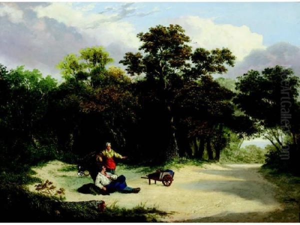 Wooded Landscape With Two Figures - view 1