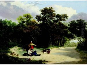 Wooded Landscape With Two Figures by James Stark