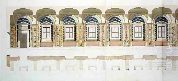 Vertical section of the second floor of the Raphael Loggia at the Vatican, from 'Delle Loggie di Rafaele nel Vaticano, published c.1772-77 - view 1