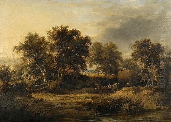 A Full Loaded Hay Wain On A Summer Lane - view 1