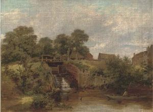 Eel Catchers By The Sluice, Trump's Mill, North Wales