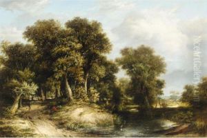 A Wooded River Landscape by James Stark
