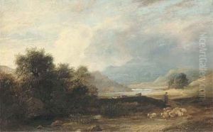 A Shepherd And His Flock By A Brook At Allswater, Cumberland