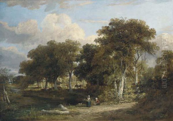 Faggot Gatherers By A Stream - view 1