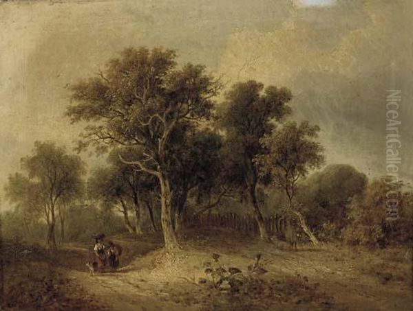 Travellers On A Wooded Track - view 1