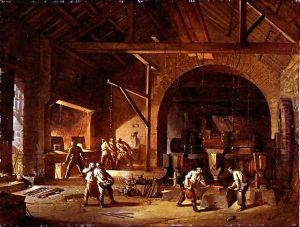 Interior of an Ironworks, 1850 by Godfrey Sykes