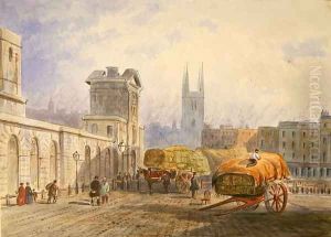 View of St. Bartholomews Hospital and St. Sepulchres Church, Holborn, c.1840 by Frederick Shepherd