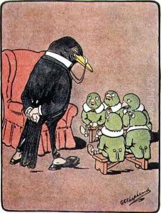 Very Green and Very Innocent, from Bubbles in Birdland by Harold Simpson, pub. by Greening Co Ltd., 1908 by G.E. Shepheard