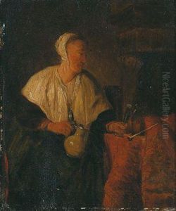 Umkreis Eine Sitzende Frau Mit Einem Weinkrug