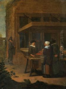 Purchasing Cherries At A Street Market by Jan Steen