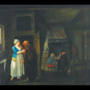 Tavern Interior With A Maiden And Monk In Discussion To Thefore by Jan Steen