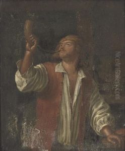 A Man Blowing On A Horn by Jan Steen