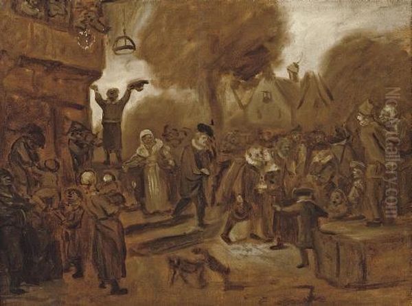 A Sketch: A Peasant Wedding In A Village - view 1