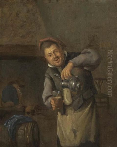 Stehender Mann Mit Glas Und Kanne. - view 1