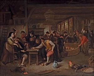 A Tavern With Cock Fighting by Jan Steen