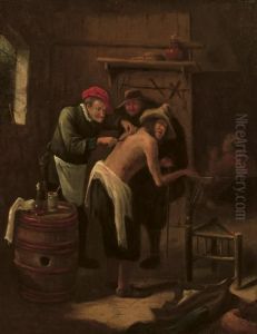 A Quack Operating On A Peasant's Back In An Interior by Jan Steen