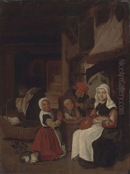 A Peasant Family In An Interior - view 1