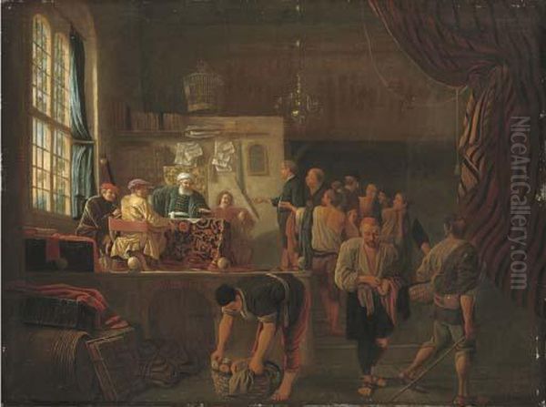 A Money Lender In A Crowded Interior - view 1