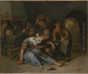 Peasants Drinking And Smoking In A Tavern by Jan Steen