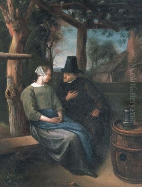 A Man And Woman Conversing In An Arbor - view 1