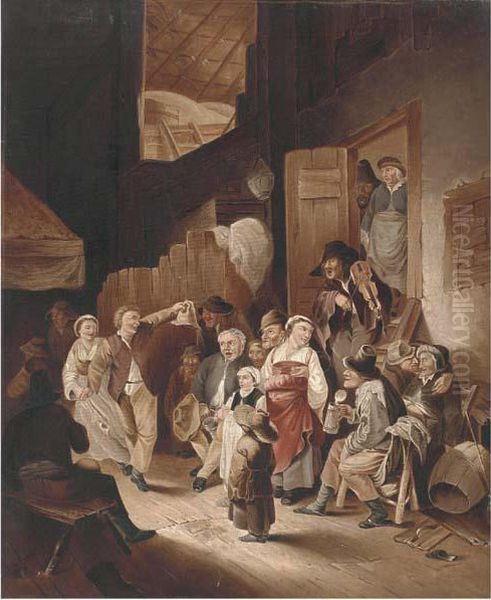 Peasants Drinking And Merry Making In An Interior - view 1