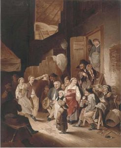 Peasants Drinking And Merry Making In An Interior by Jan Steen
