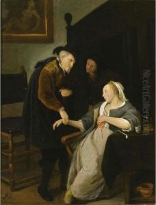A Doctor Feeling The Pulse Of A 
Young Lady In An Interior, With An Old Woman Looking Onwards by Jan Steen