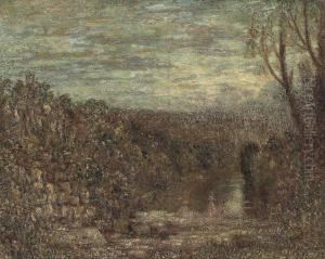 A View At Ludlow With Three Figures In The Foreground by Philip Wilson Steer