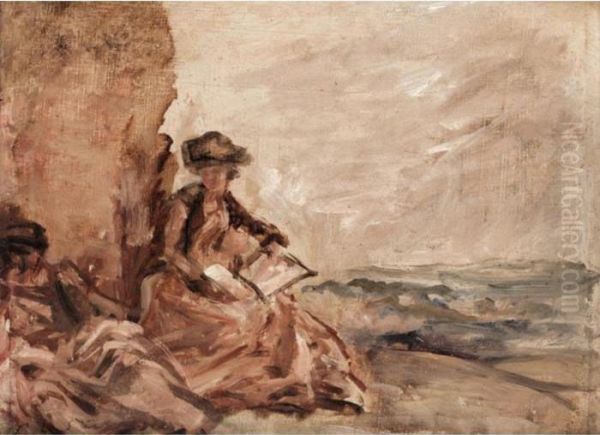 Girls On The Beach (recto), A Reclining Female Nude (verso) - view 1