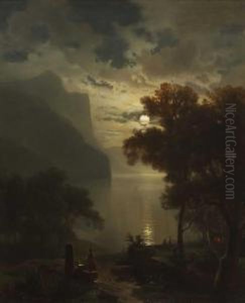 Gebirgssee Im Mondschein - view 1