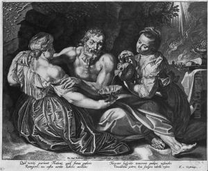 Lot and His Daughters 1612 by Willem Isaacsz. van Swanenburg