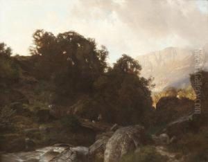 Landschaft In Der Schweiz by Johann Gottfried Steffan