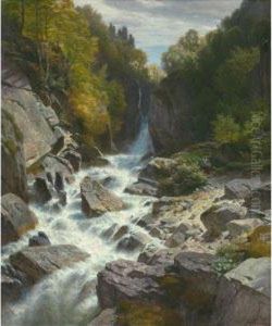 Schlucht Am Lontschbach (bei Glarus) by Johann Gottfried Steffan