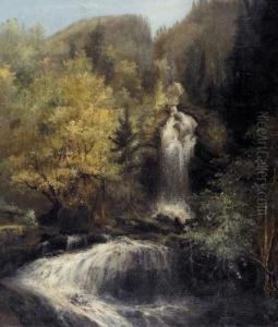 Wasserfalle Im Gebirge. by Johann Gottfried Steffan