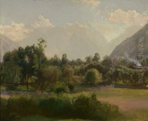 Eschenlohe Bei Murnau. 1862 by Johann Gottfried Steffan