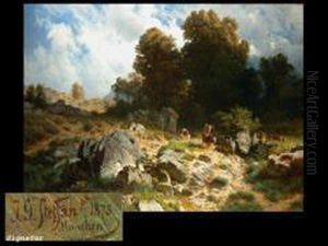 Kuhe Und Hirten In Einer Gebirgslandschaft thumbnail