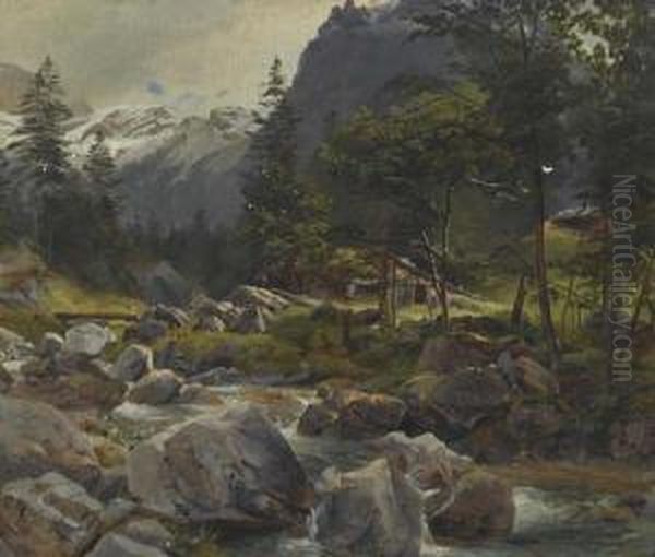 Mountain Stream Near Engelberg. - view 1