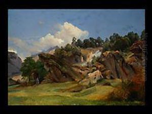 Felsen Und Wasserfall by Johann Gottfried Steffan