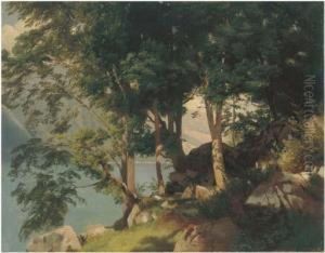 Unten Rechts Signiert 'j G
Steffan' Und Datiert '12/9/65',ruckseitig Auf Etikett Bezeichnet
'brienzersee 1865' by Johann Gottfried Steffan
