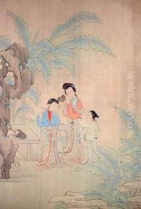 Three Figures in a Landscape by Fu Chuiu Ying Shih