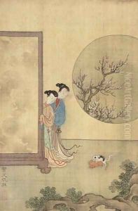 Two Girls Behind a Screen by Fu Chuiu Ying Shih