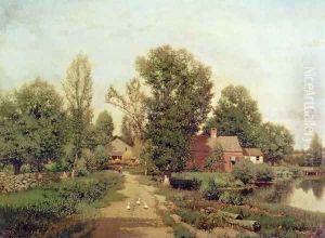 Farmhouse Beside the Mill Pond by Henry Pember Smith