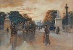 Avenue Des Champs-elysees Au Crepuscule, Paris by Georges Stein