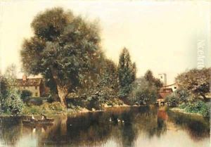 Boating on a Pond by Henry Pember Smith