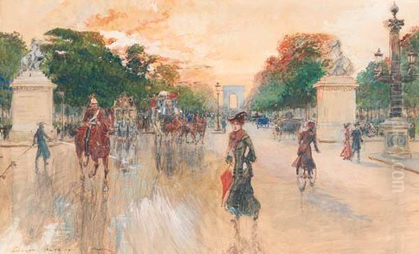 Busy Traffic On The Champs Elyses, Paris - view 1