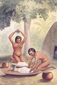Making poi from kalo, Sandwich Islands, 1852 by James Gay Sawkins